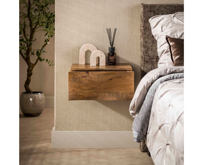 Nachtkastje Ocean zwevend 1L - Massief mango zand