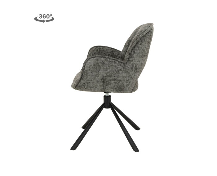 Isola Armstoel - fabric Haga 16 charcoal (draaibaar)