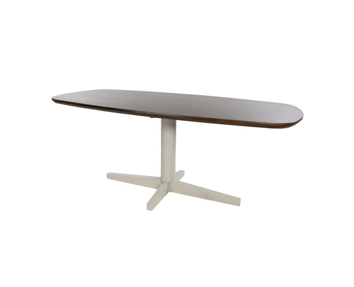 Eetkamertafel 160, deens ovaal, poot Beige, Mango Brown Walnut - Libra Table Collection