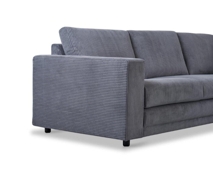 Hoekbank Livaro Antraciet - Zoom 21 Ribstof &ndash; Ottomane Rechts &ndash; 261x204 cm