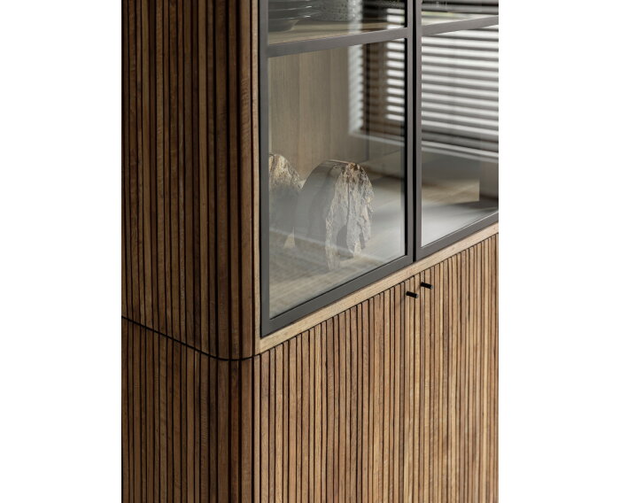 Showcase Lagoon, 2x3 doors,210x130x40 cm, teakwood