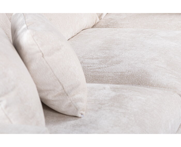 Hoekbank Elvano Rechts By-Olaf – Stof Loris Champagne – Luxe 3-zits met hoek links – 293 x 210 cm