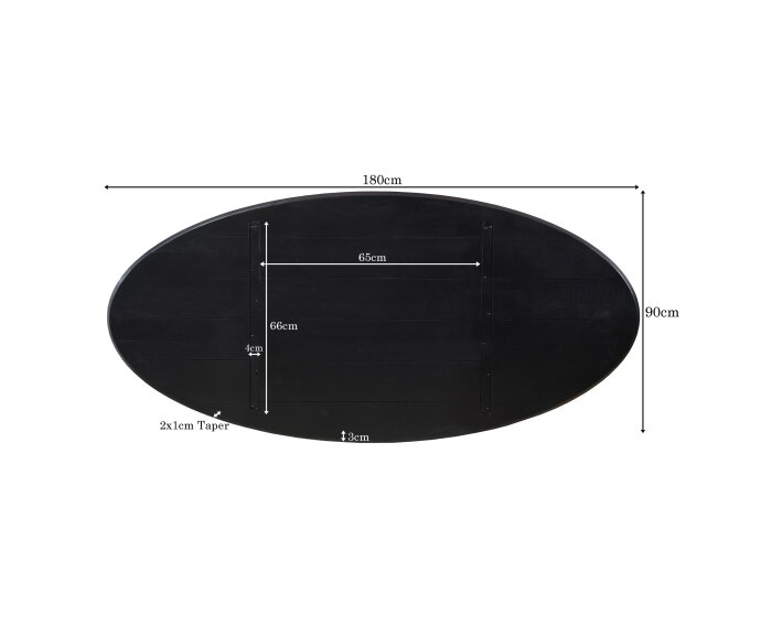 Eiken Blad Ferris Ovaal 180 cm Zwart