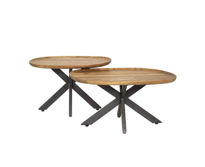 Salontafel set/2 spider - Massief acacia naturel