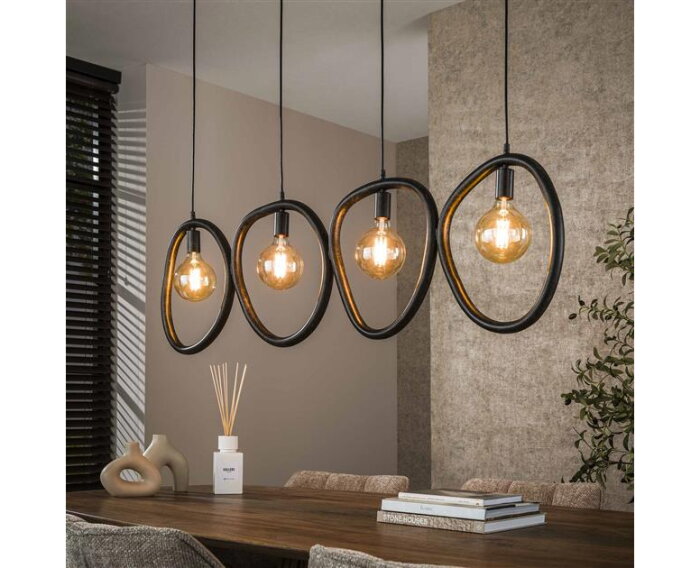 Hanglamp 4L organic steel - Artic zwart