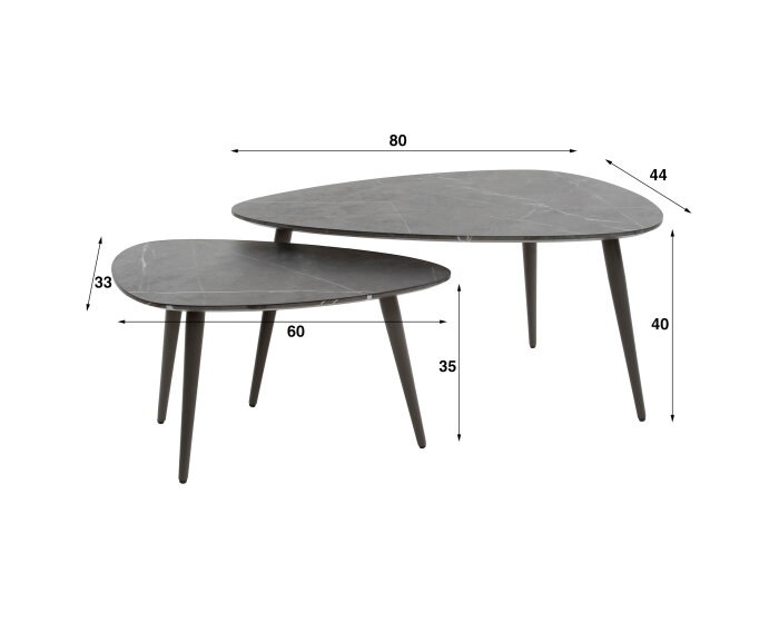 Salontafel Marquina set van 2 niervormig - marmerlook