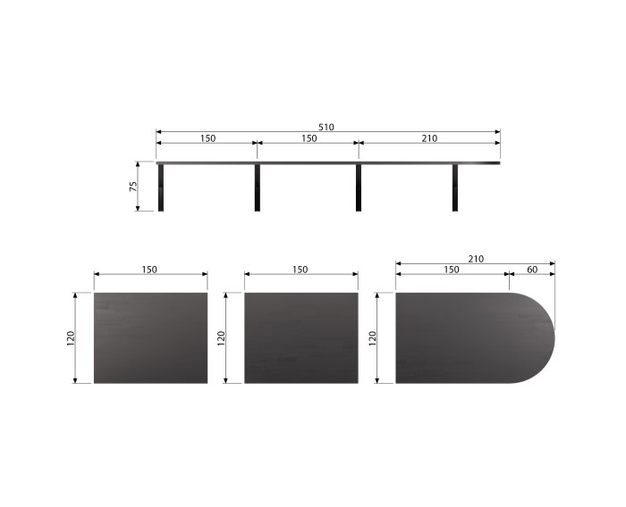 Tablo Lungo Tussenblad Essen Blacknight Matt [fsc] - WOOOD