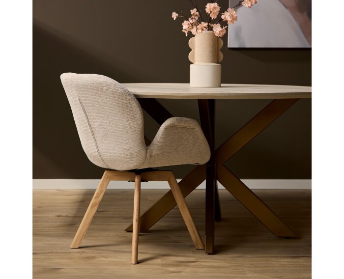 Eetkamerstoel Jesse houten onderstel | Beige
