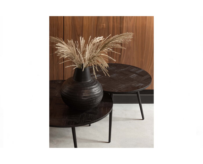 Leo Bijzettafel Rond Recycled Teak Zwart Ø74cm - WOOOD