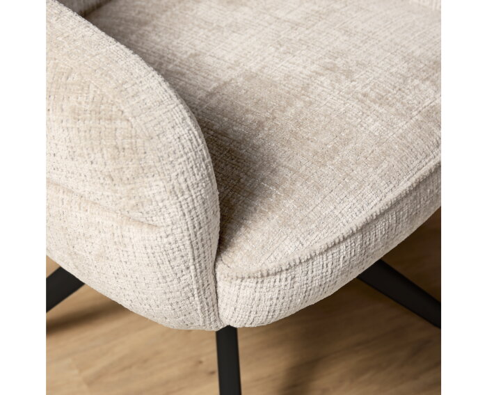 Eetkamerstoel Bella | Off White | Poot Black | Met armleuning