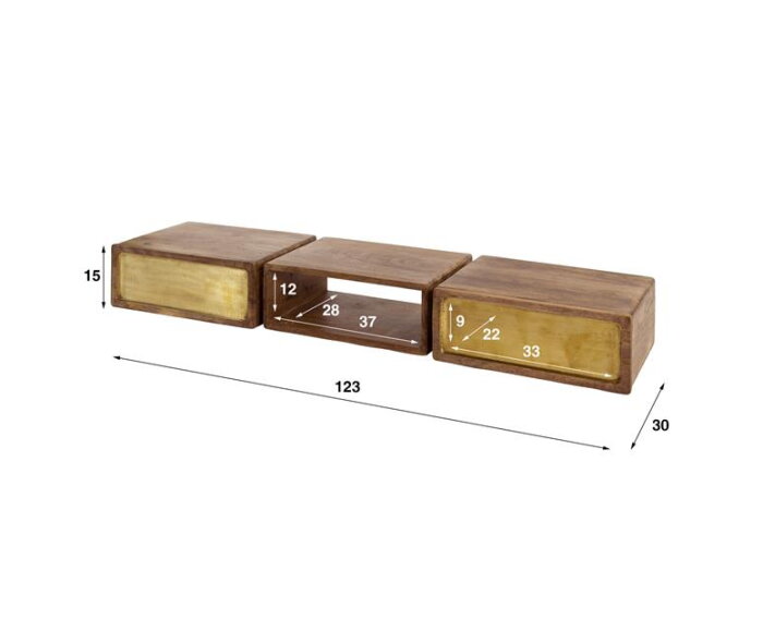 Kaptafel 2L brass - Massief mango zwart