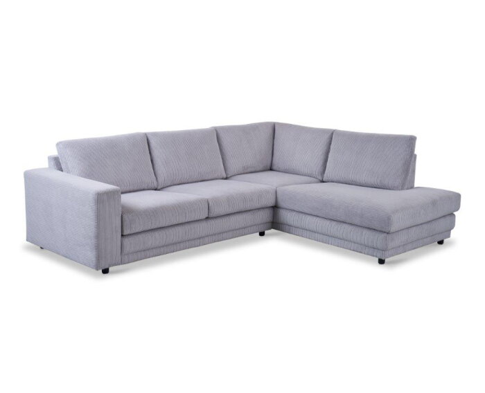 Hoekbank Livaro Beige - Zoom 19 Ribstof &ndash; Ottomane rechts &ndash; 261x204 cm