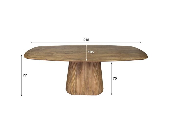 Eetkamertafel 215 wave centrale poot - Massief mango zandkleur