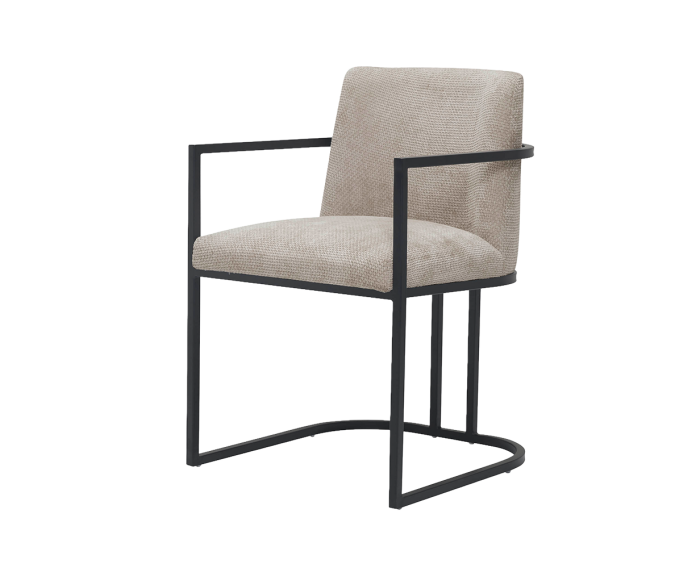 Tower Living Archi Eetkamerstoel met Armleuning &ndash; Japandi Stijl &ndash; Beige &ndash; 55x60x83 cm