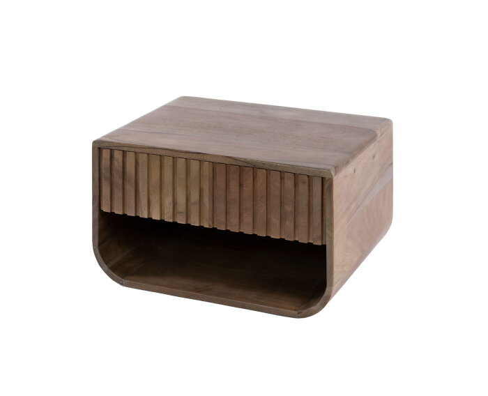 Nachtkastje Carve rounded 1L - Massief acacia bruin