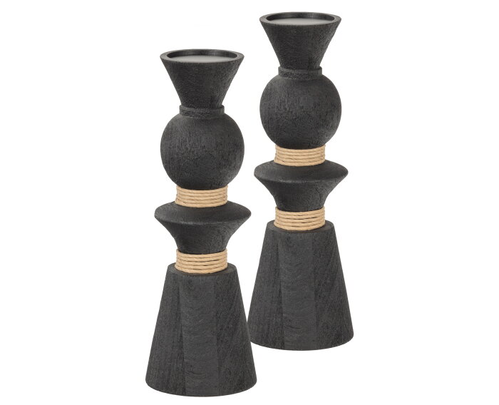 Prem Kandelaar Mango Hout Zwart - WOOOD Exclusive