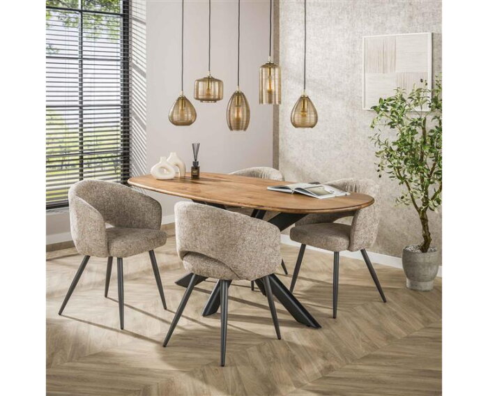 Hanglamp 5L Stripe Glass Horizontal - Smoke Brown