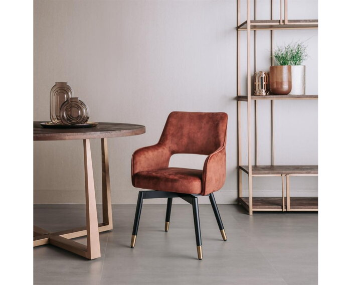 Lenno Armstoel - fabric Adore 24 Copper (draaibaar)