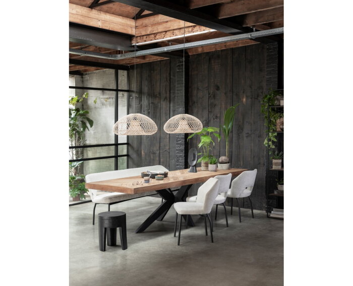 MUST Living eetkamerbank Bloom - 86x190x57 cm - Boucl&eacute; naturel