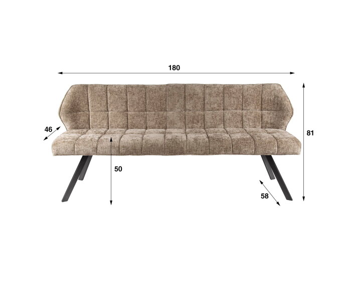 Eetkamerbank Raster - Hoven champagne - 180x58x81 cm