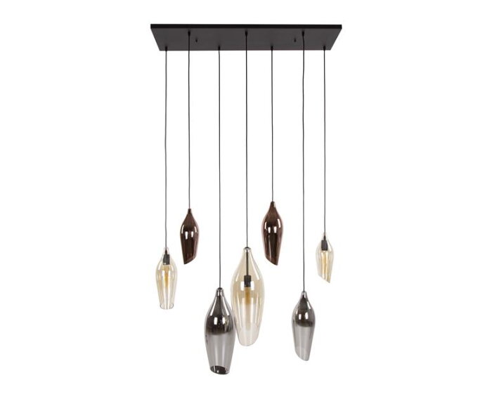 Hanglamp 4+3 cocoon mix glass - Zwart