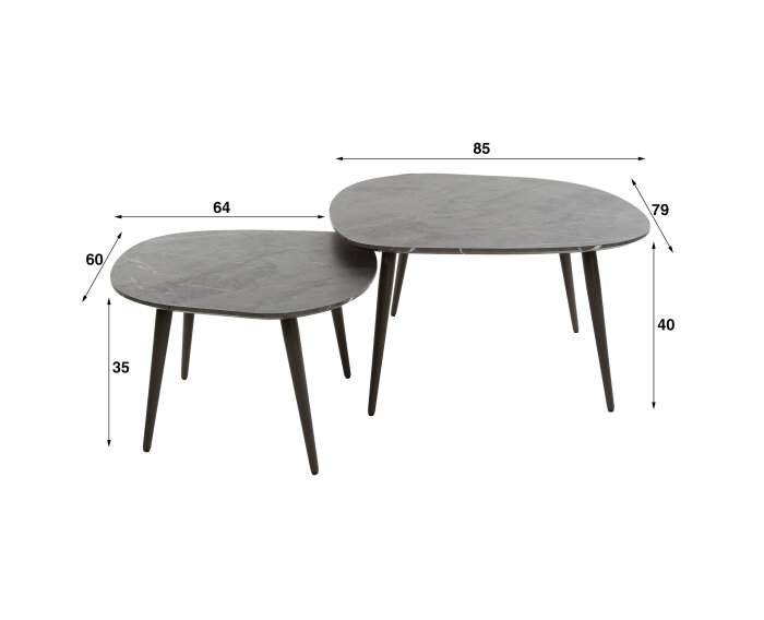 Salontafel Marquina set van 2 organisch - marmerlook