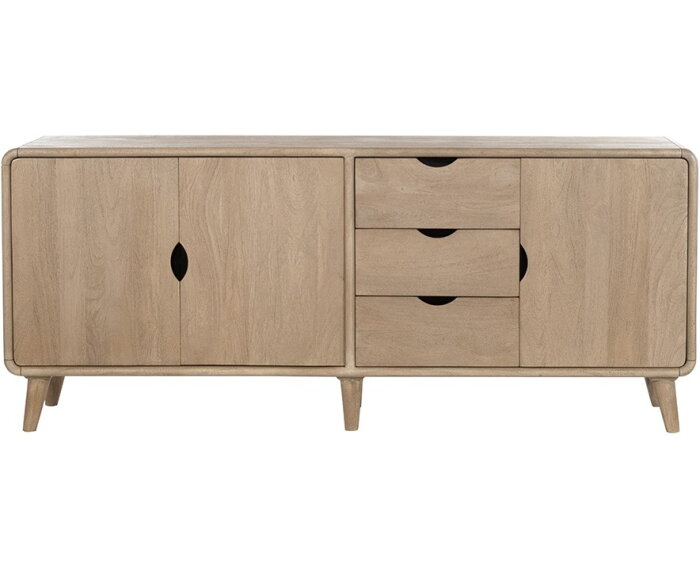 Dressoir 180 met 3 deuren en 3 lades, Acacia Weathered Wood - Glostrup Furniture Collection