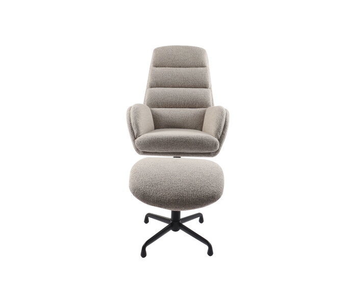 Fauteuil sifton met voetenbank Boucle - Taupe