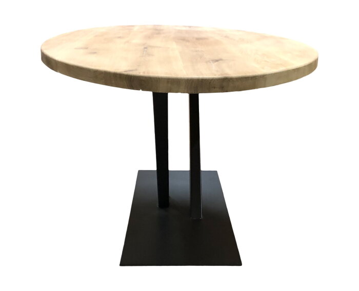 Ovale eiken eettafel met grote metalen V-poot | 240x100