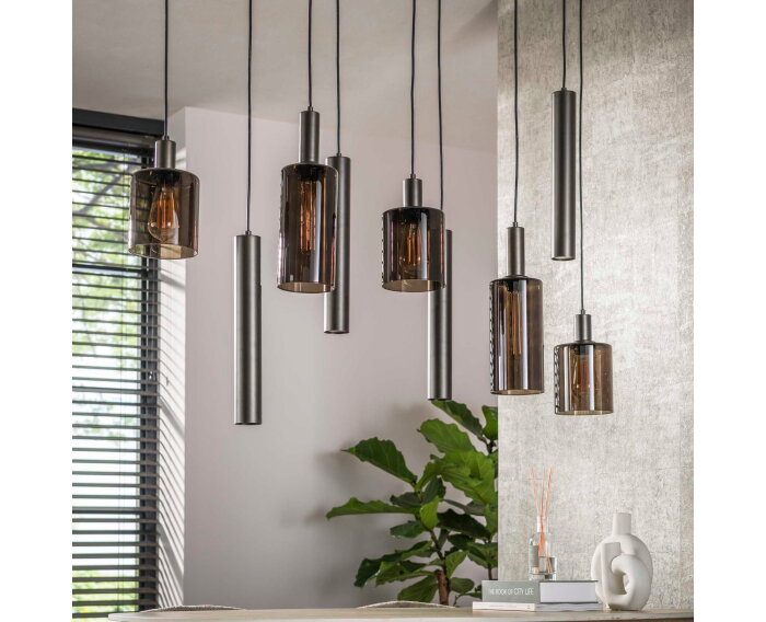 Hanglamp Sepiora 9 lampen - Sienna bruin - Hotel Chique - 116x22x150 cm - leeslamp