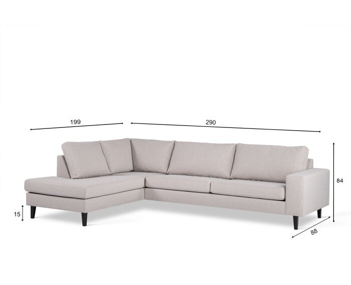 By-Olaf Hoekbank Castricum rechts – 3-zits stof Cover 83 grijs – 290x199 cm