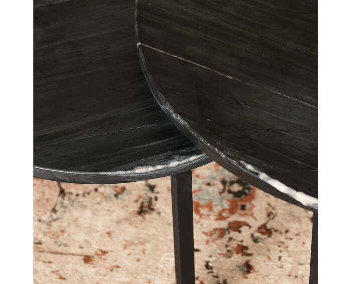 Salontafel Nova | Set van 2 | Rond | Zwart marmer