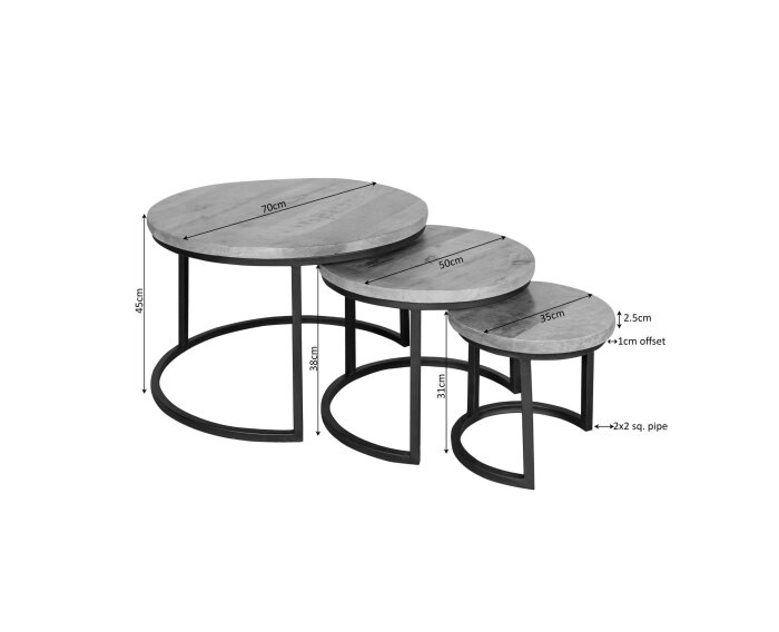 Salontafel set van 3 'Triplet'