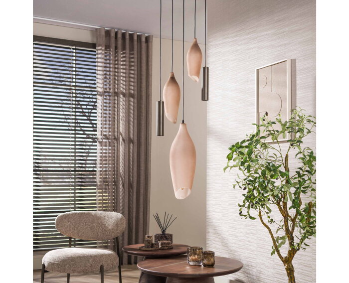 Hanglamp Cocoon pendel getrapt 5L - Sienna bruin-frosted