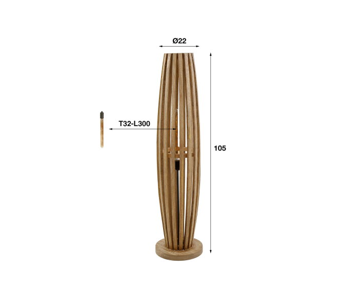 Vloerlamp 2L orbit - Massief mango naturel