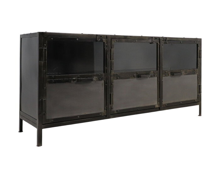 Dressoir Brooklyn - 150x40x70 - Natural Steel - Ijzer/glas