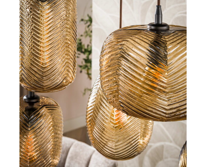 Hanglamp Chevron 4+3L - Smoke bruin glas