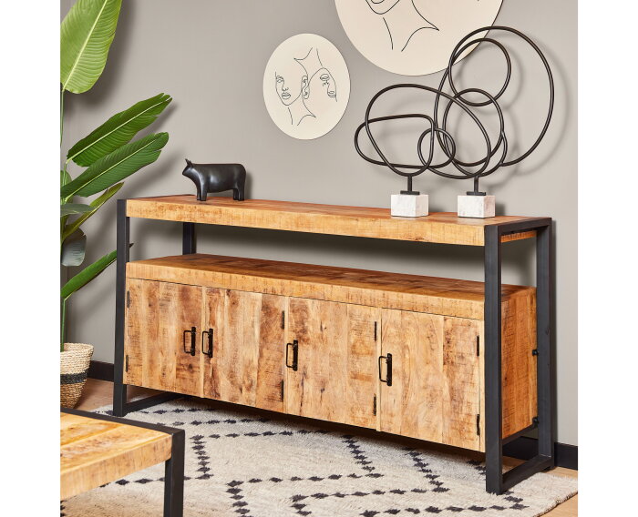 Dressoir Boaz 175 cm mango metaal - Naturel