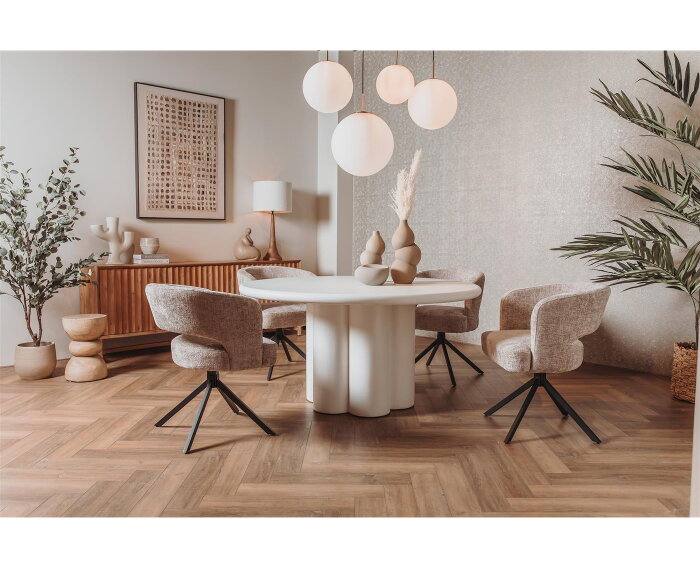 Eettafel Melzo rond beton 130 cm - wit