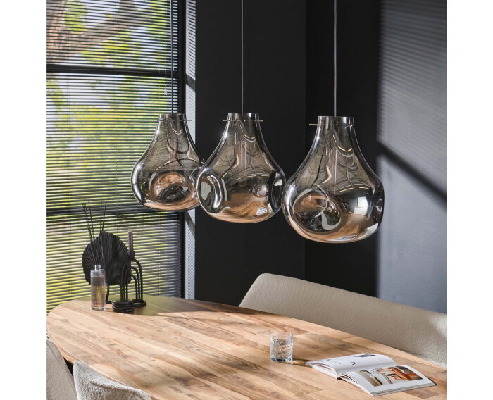 Hanglamp Dent glass 3 lampen - Artic zwart