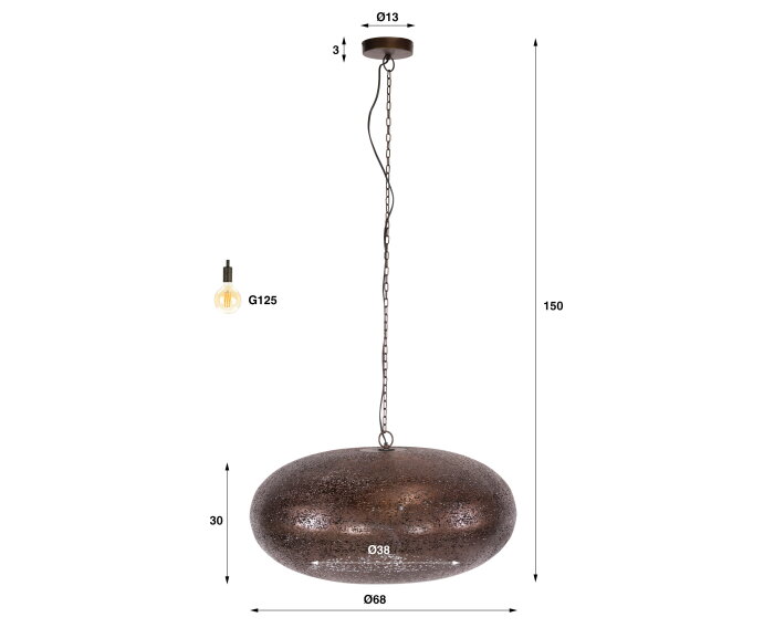 Hanglamp Cielo 1L &Oslash;68 - Antiek koper