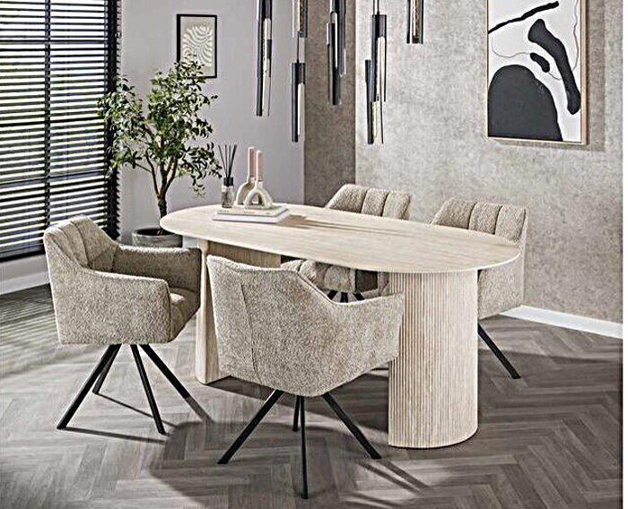Eetkamertafel 180 arch ceramic - Ceramic travertine