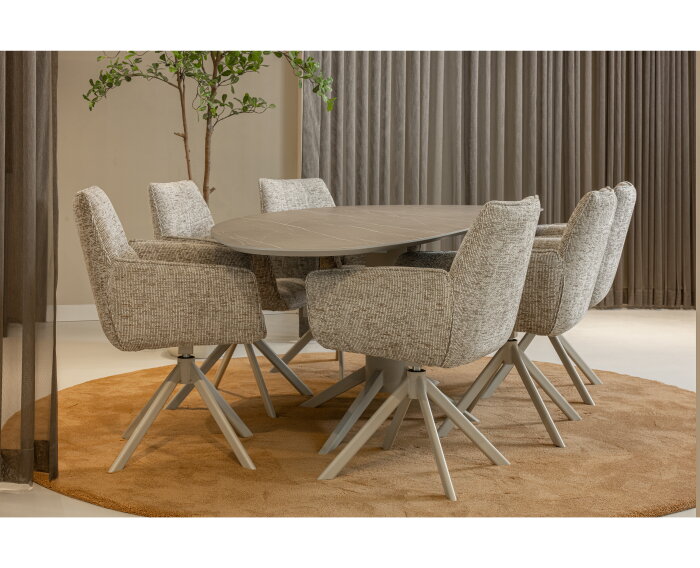 Eetkamerstoel Monaco draaibaar Venus beige - Be fine light grey 120