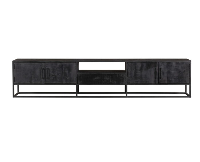 Tv meubel Denver Black 240 cm | Mangohout en staal