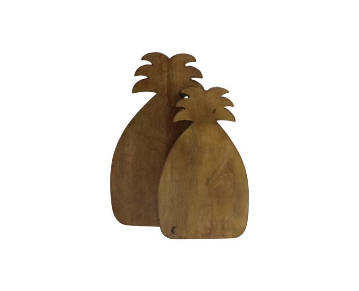 Snijplank Ananas - Naturel - Mangohout - Set van 2