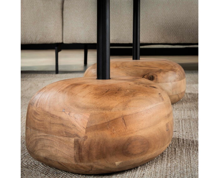 Salontafel set/2 driehoekig blad - Massief acacia naturel