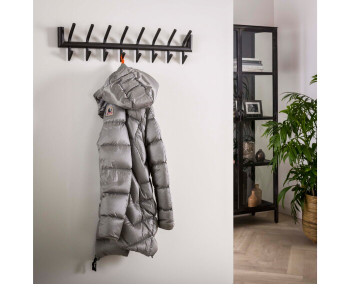 Garderobe 2x8 haaks ronde buis - Donkergrijs Mat