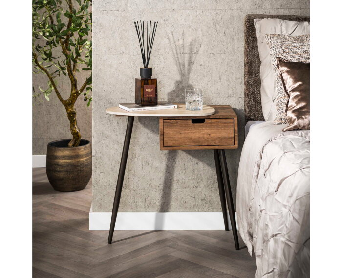 Nachtkastje 1L links Travino - Ceramic Travertine