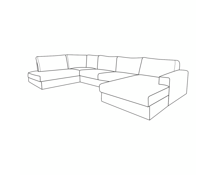 PEPP interiors Hoekbank UNO U-opstelling chaise longue rechts - Modesto 492