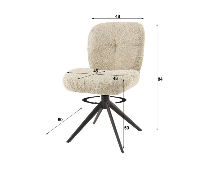 Eetkamerstoel comfort draaibaar  - Boucle zandkleur